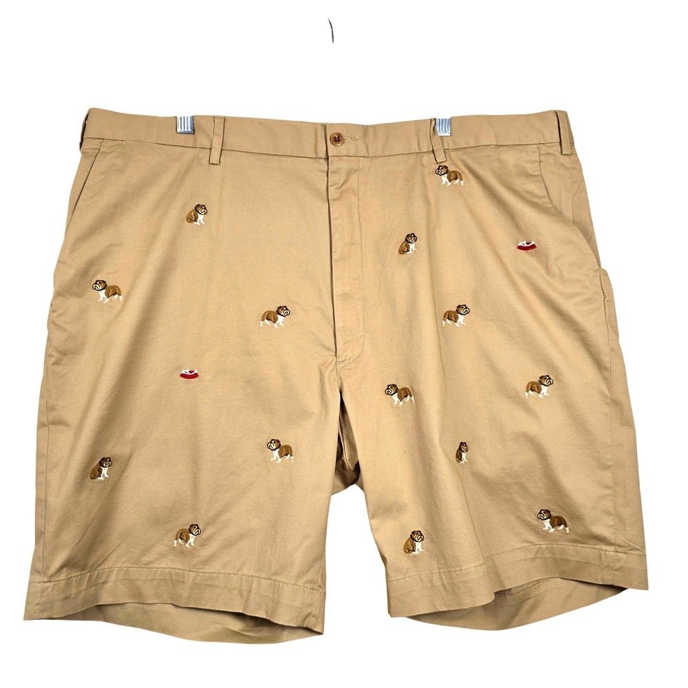 Polo Ralph Lauren Bulldog Embroidered Shorts Mens 44 Khaki Stretch Classic Fit